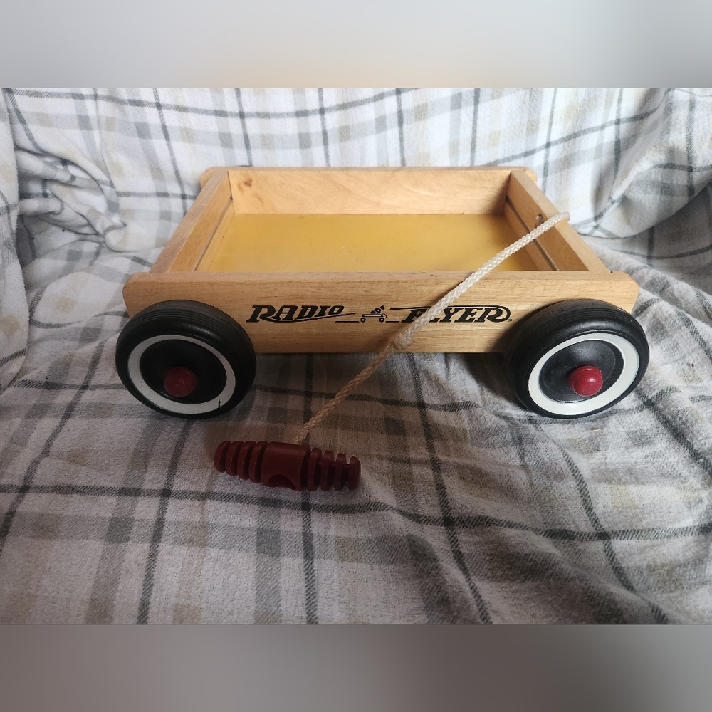 Wooden Pull Wagon -Vintage Radio Flyer 4 Wheel Wood Wagon